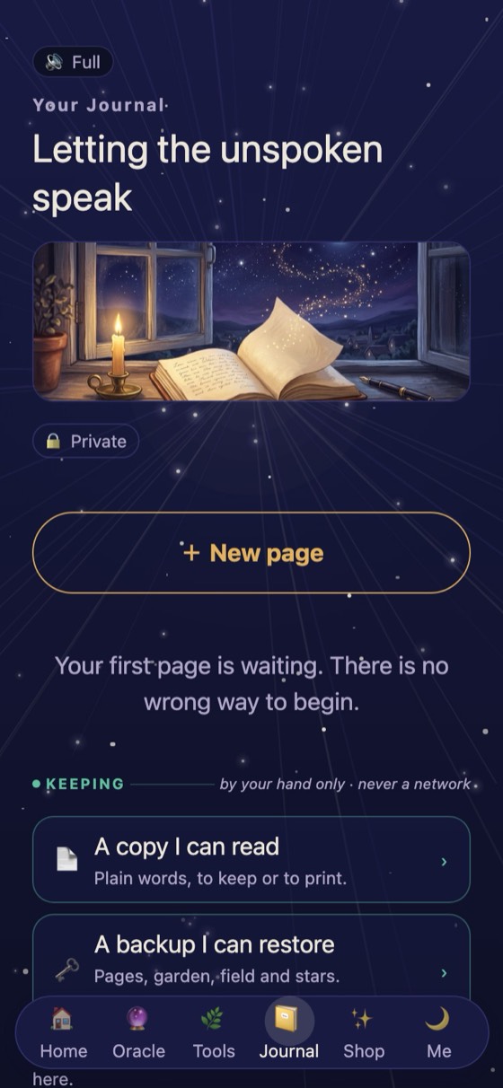 Your Journal: Letting the unspoken speak — private, by your hand only, never a network
