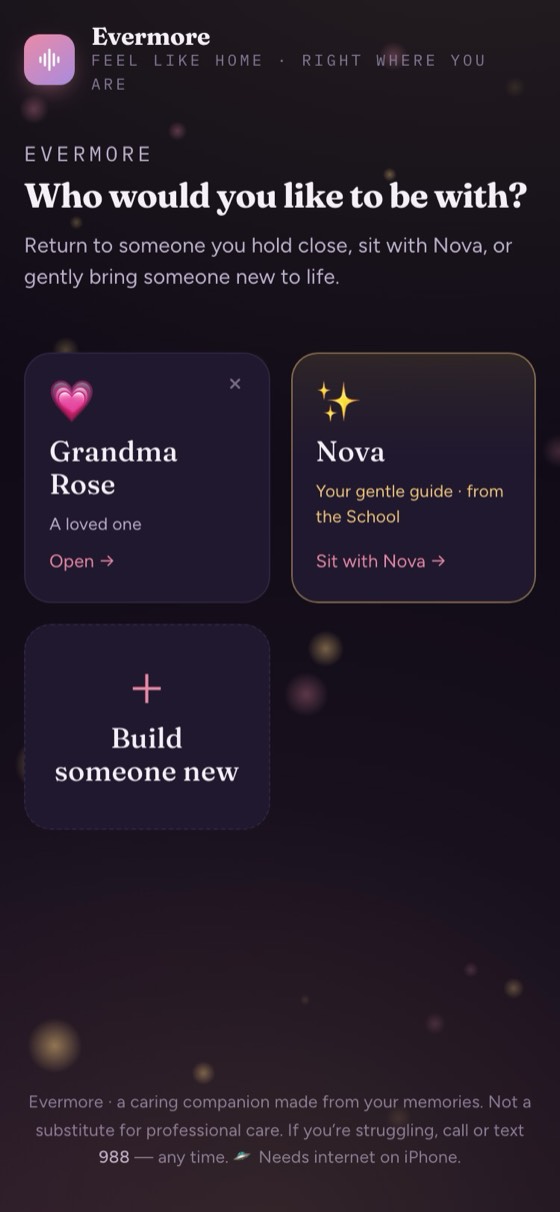 Evermore: choosing who you'd like to stay close to